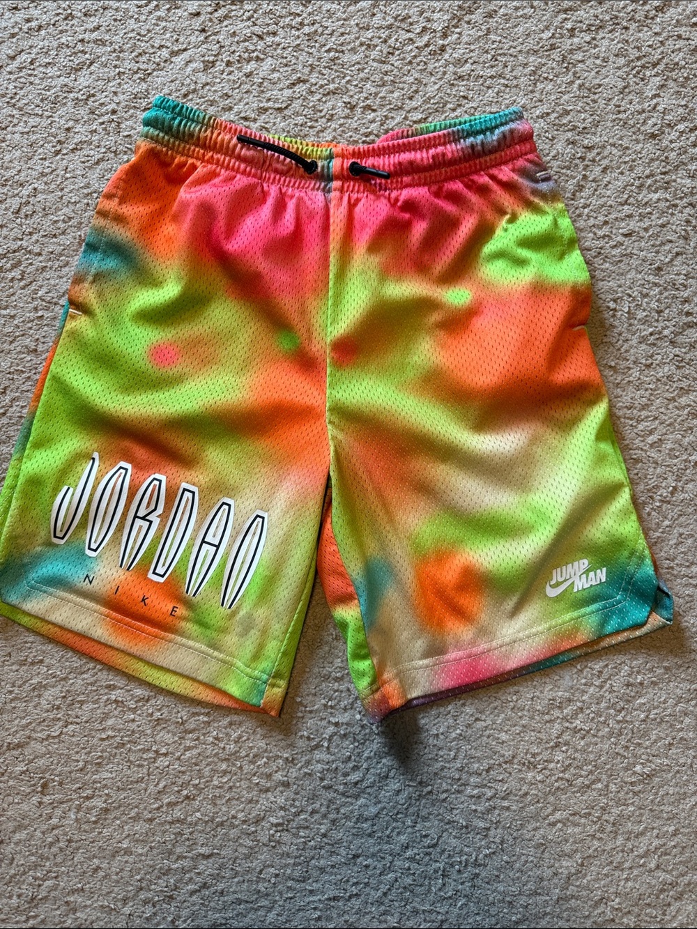 Nike Tie-Dye Jumpman Mesh Shorts - Neon Green Orange Pink Blue Yellow